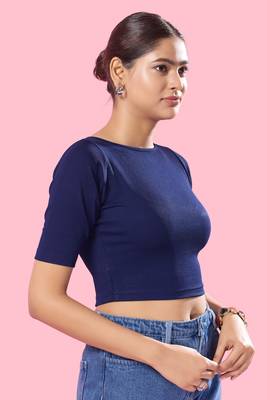 Non Padded Jacquard Round Neck Blouse 5