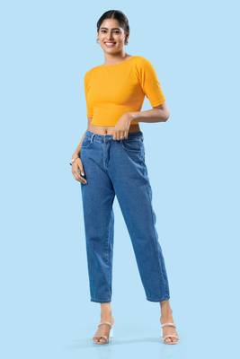 Non Padded Jacquard Round Neck Blouse 2