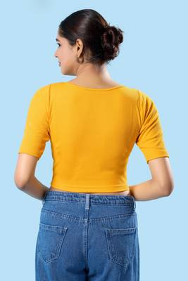Non Padded Jacquard Round Neck Blouse 3