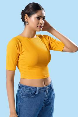Non Padded Jacquard Round Neck Blouse 5