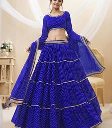  blue laheriya print georgette lehenga set choli with dupatta