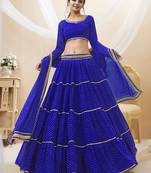  blue laheriya print georgette lehenga set choli with dupatta