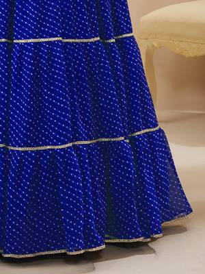  blue laheriya print georgette lehenga set choli with dupatta 6