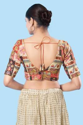 Padded Brocade V Neck Blouse 3