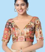 Padded Brocade V Neck Blouse