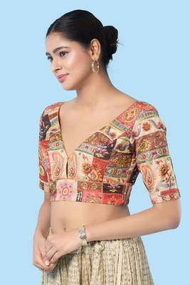 Padded Brocade V Neck Blouse 4