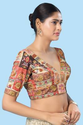 Padded Brocade V Neck Blouse 5