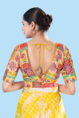 Padded Brocade V Neck Blouse 3