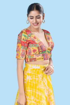 Padded Brocade V Neck Blouse 5
