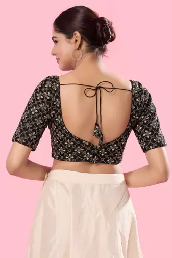 Padded Silk Sweatheart Neck Blouse