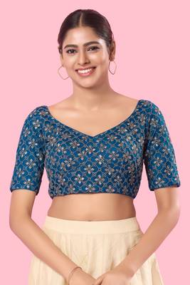 Padded Silk Sweatheart Neck Blouse 1