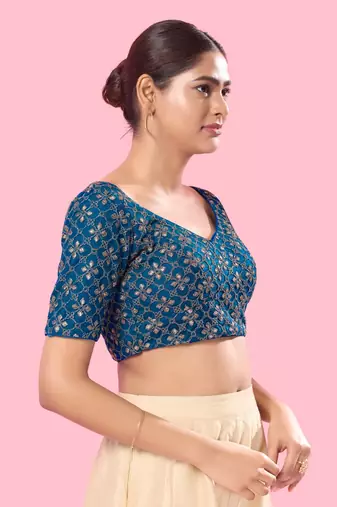 Padded Silk Sweatheart Neck Blouse
