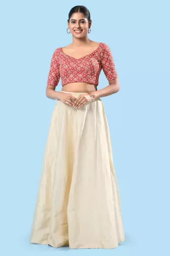 Padded Silk Sweatheart Neck Blouse