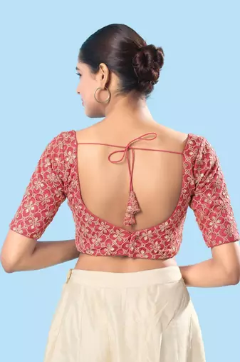 Padded Silk Sweatheart Neck Blouse
