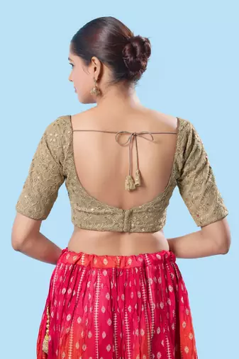 Padded Silk Sweatheart Neck Blouse