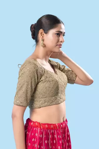 Padded Silk Sweatheart Neck Blouse