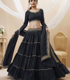 exquisite black laheriya print georgette lehenga set choli with dupatta