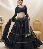 Exquisite Black Laheriya Print Georgette Designer Lehenga Choli