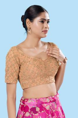 Padded Silk Sweatheart Neck Blouse 5