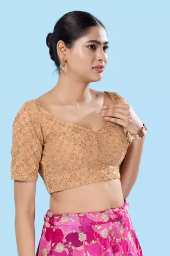 Padded Silk Sweatheart Neck Blouse