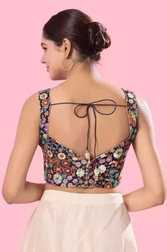 Padded Brocade Sweatheart Neck Blouse