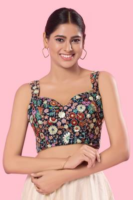 Padded Brocade Sweatheart Neck Blouse 1