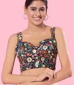 Padded Brocade Sweatheart Neck Blouse