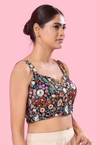 Padded Brocade Sweatheart Neck Blouse