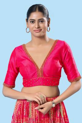 Padded Mulbury Silk V Neck Blouse 1