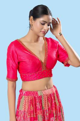 Padded Mulbury Silk V Neck Blouse 4
