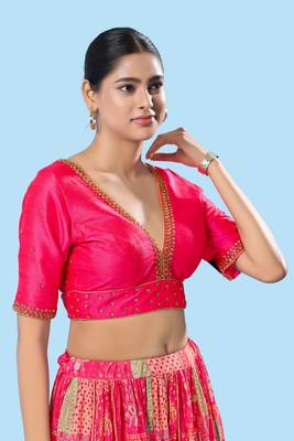Padded Mulbury Silk V Neck Blouse 5
