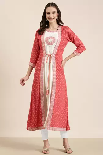 women's ankle length round neck off white solid anarkali kurta