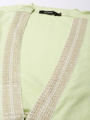 women's ankle length round neck off white solid anarkali kurta 4