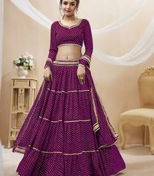 purple leheriya printed georgette festive lehenga set choli with dupatta