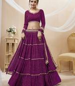 Attractive Purple Leheriya Printed Georgette Festive Wear Lehenga Choli