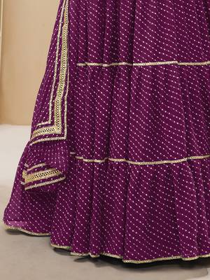 purple leheriya printed georgette festive lehenga set choli with dupatta 6