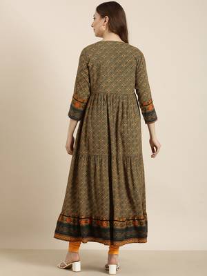 women's ankle length round neck black solid anarkali kurta 4