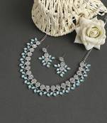 silver-plated mint blue monalisa kundan crystal ad diamond necklace/jewellery set with earrings