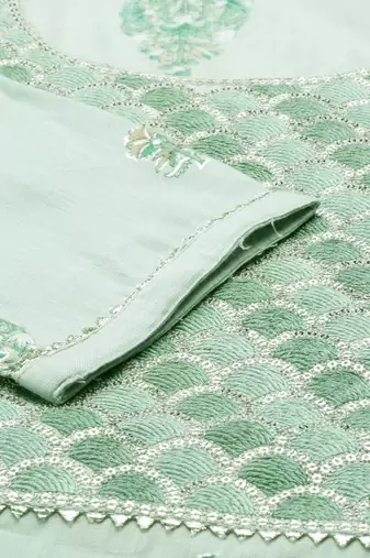 women's calf length round neck green floral straight kurta