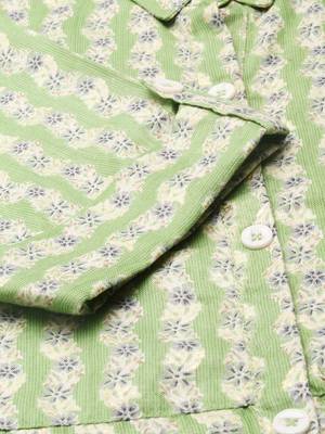 women's calf length shirt collar green floral anarkali kurta 4