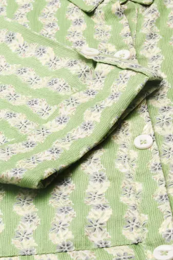 women's calf length shirt collar green floral anarkali kurta