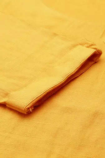 women's calf length round neck yellow solid straight kurta
