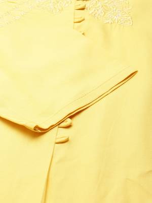 women's calf length scoop neck yellow solid straight kurta 4