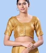 Padded Brocade Round Neck Blouse