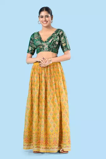Padded Brocade V Neck Blouse