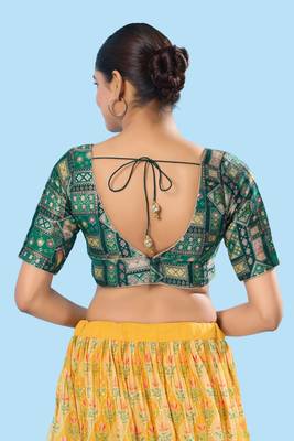 Padded Brocade V Neck Blouse 3