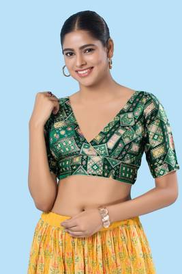 Padded Brocade V Neck Blouse 1