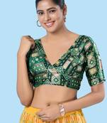 Padded Brocade V Neck Blouse