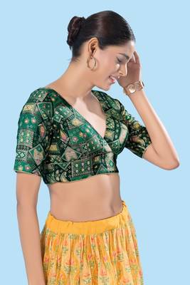 Padded Brocade V Neck Blouse 5