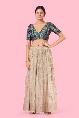 Padded Brocade V Neck Blouse 2